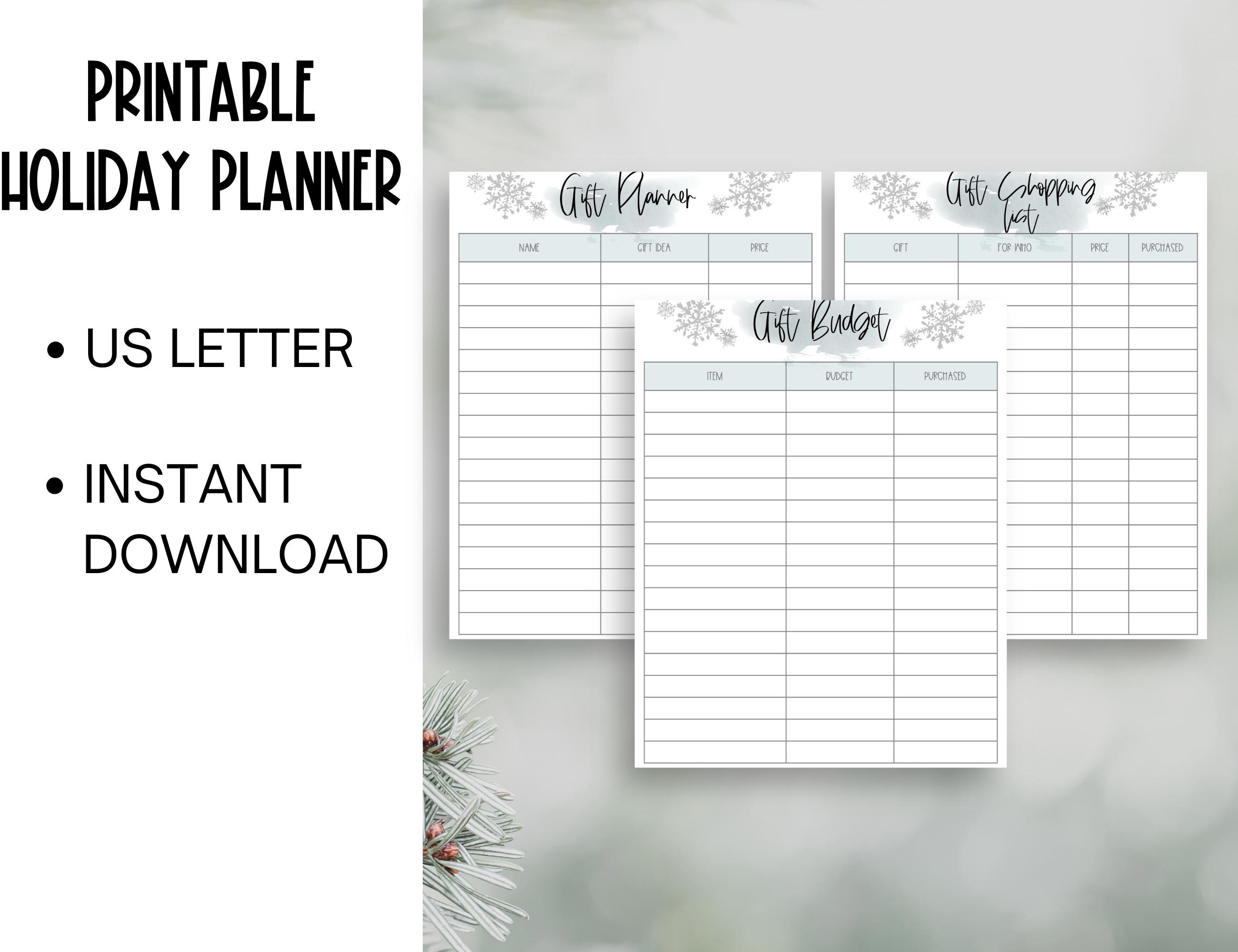 INSTANT DOWNLOAD | Holiday Planner | Printable | Gift Budget Planner ...