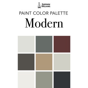 Modern Paint Color Palette - Sherwin Williams, Interior Design Color Scheme, House Paint Colors