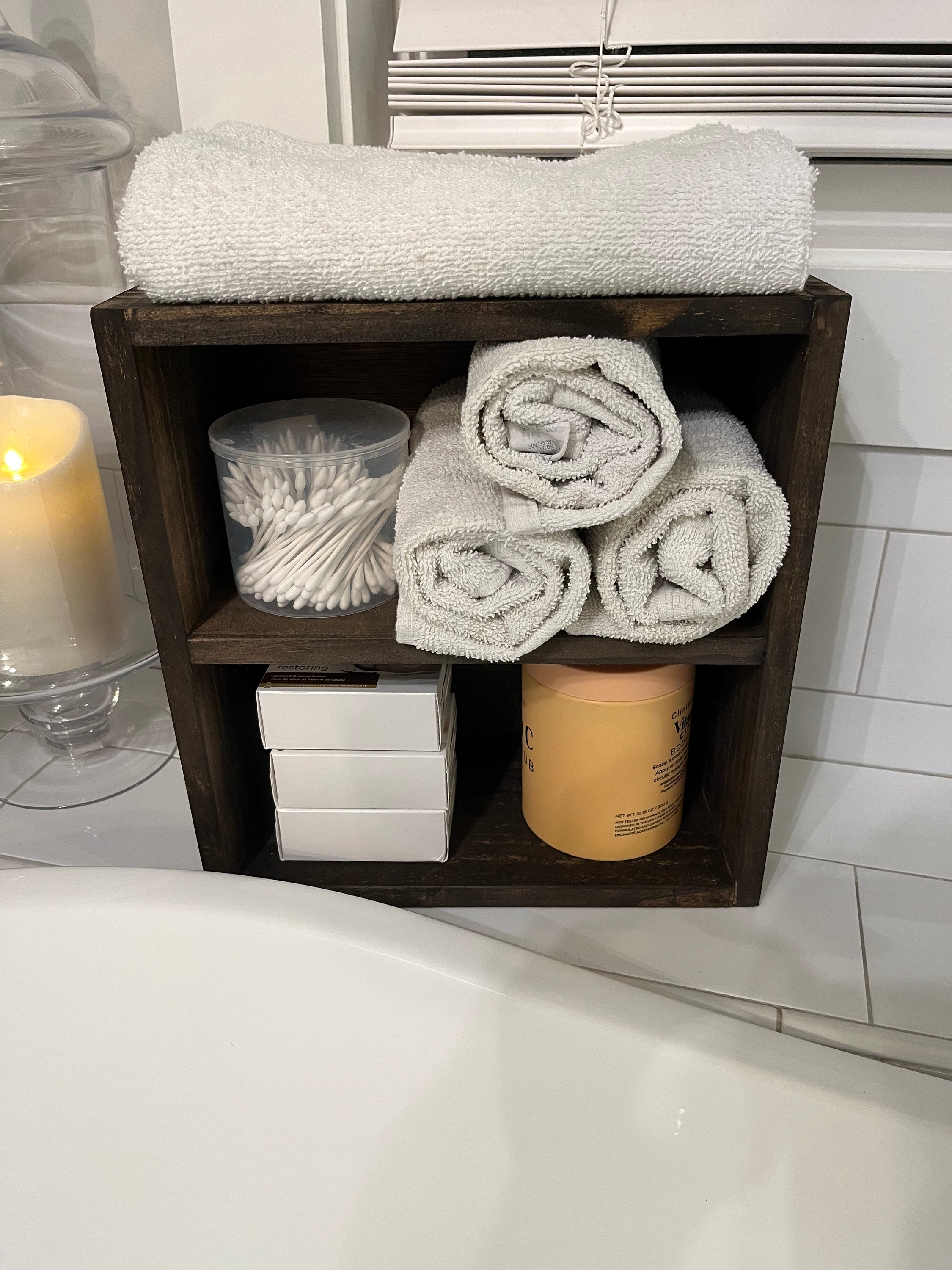 Modern Rustic Farmhouse Bathroom Storage Shelf - Etsy