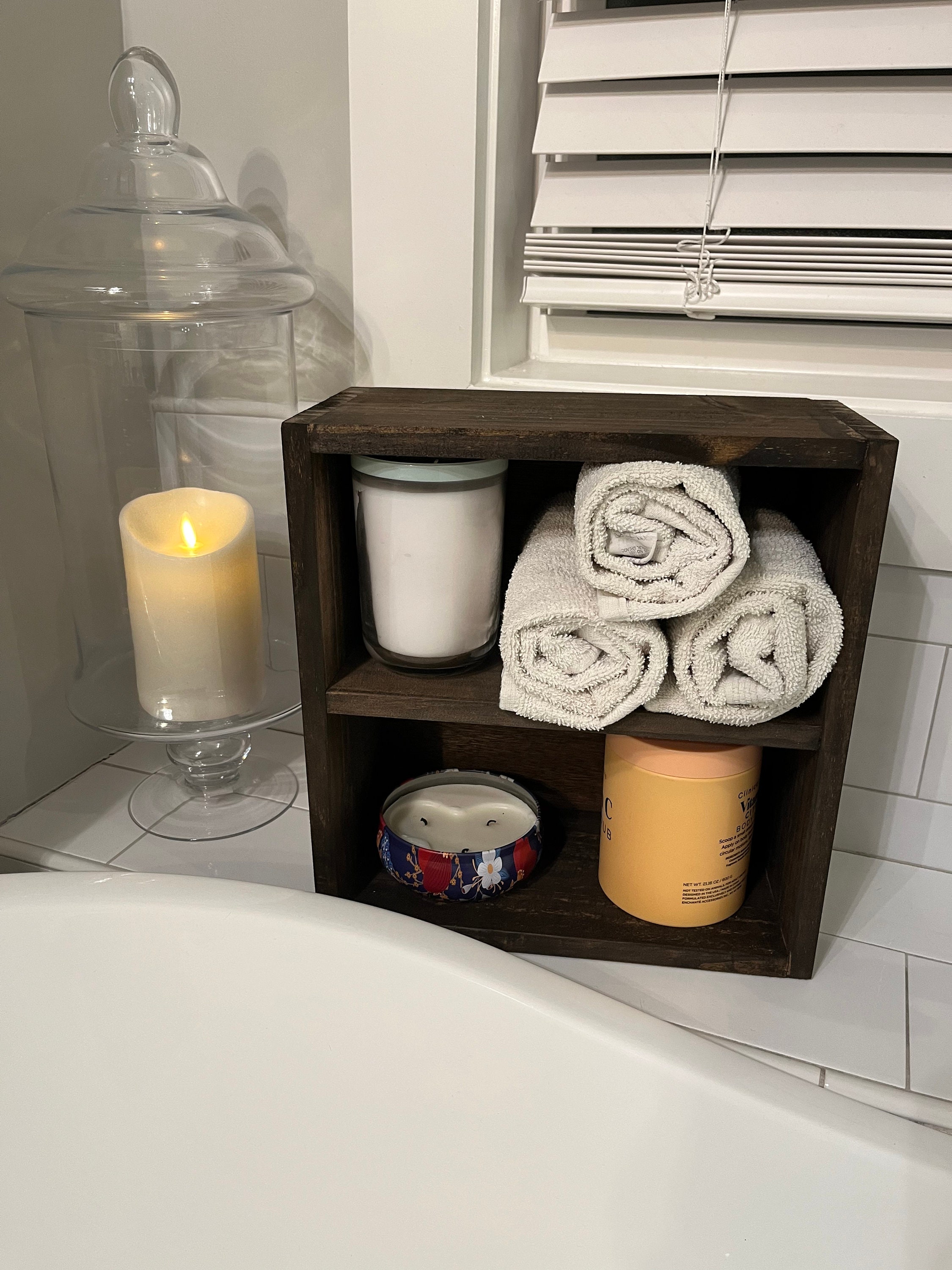 Modern Rustic Farmhouse Bathroom Storage Shelf - Etsy