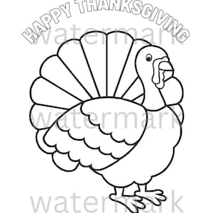 ハッピーサンクスギビングターキーぬり絵シートのダウンロード