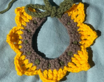 Crochet Pet Collar //Sunflower//