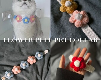 Crochet Pet Collar //Flower Puff//