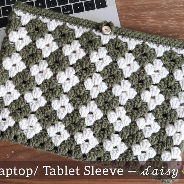 Crochet Pattern: Laptop/Tablet/Kindle/Book Sleeve //Daisy//