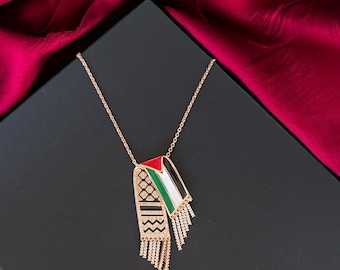 Kufya and Palestine flag necklace