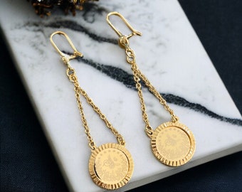 Lifta Gold Pleated coins Earrings