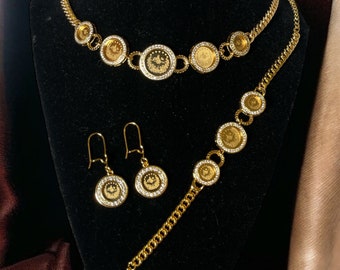 Tubas Gold lira coin jewelry set