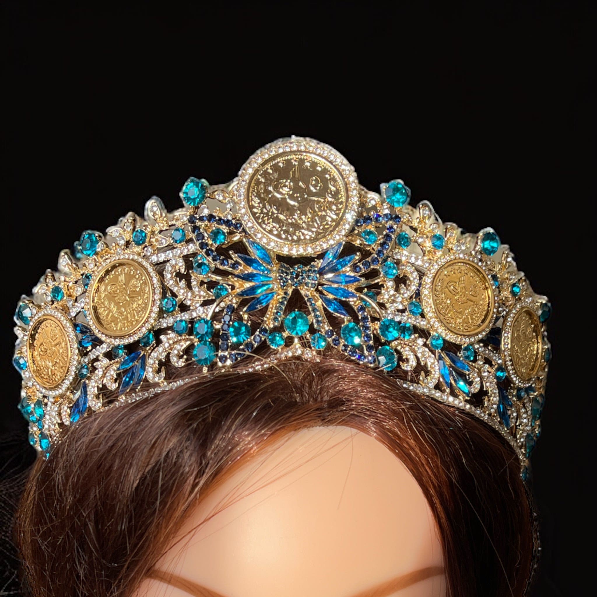 Beautiful Turkish Embellished Crown Headband Turkish crowns ideas/unique and trendy precious gems 19th  main image 2