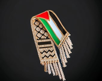 Kufya And Palestinian Flag Brooch