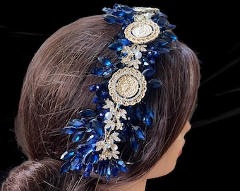 Nablus Five Coins Blue Headpiece