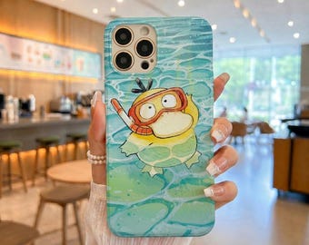 かわいいアヒルの漫画柄スマホケース iPhone 17 16 15 14 13 12 Pro Max、Samsung S26 S24 FE、S23 S22 Plus、S25 Ultra、Google Pixel 7 8 9 10 ケース