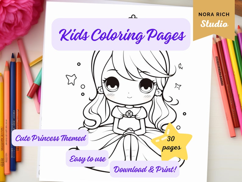 PDF Cute Coloring Pages for Kids Coloring Book Simple - Etsy