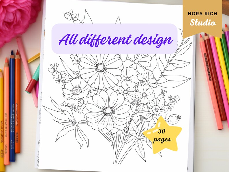 PDF Coloring Pages Adults Coloring Book Simple Coloring Pages - Etsy