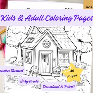 PDF [30pages] Cute Houses Coloring Pages For Kids and Adults, Coloring Book Simple Coloring Pages Stress Relieve