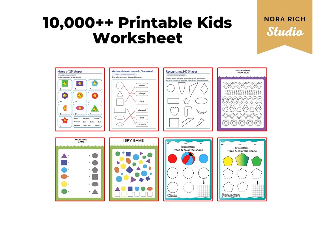 Printable Kids Worksheets: Preschool Learning Activities (PDF Download