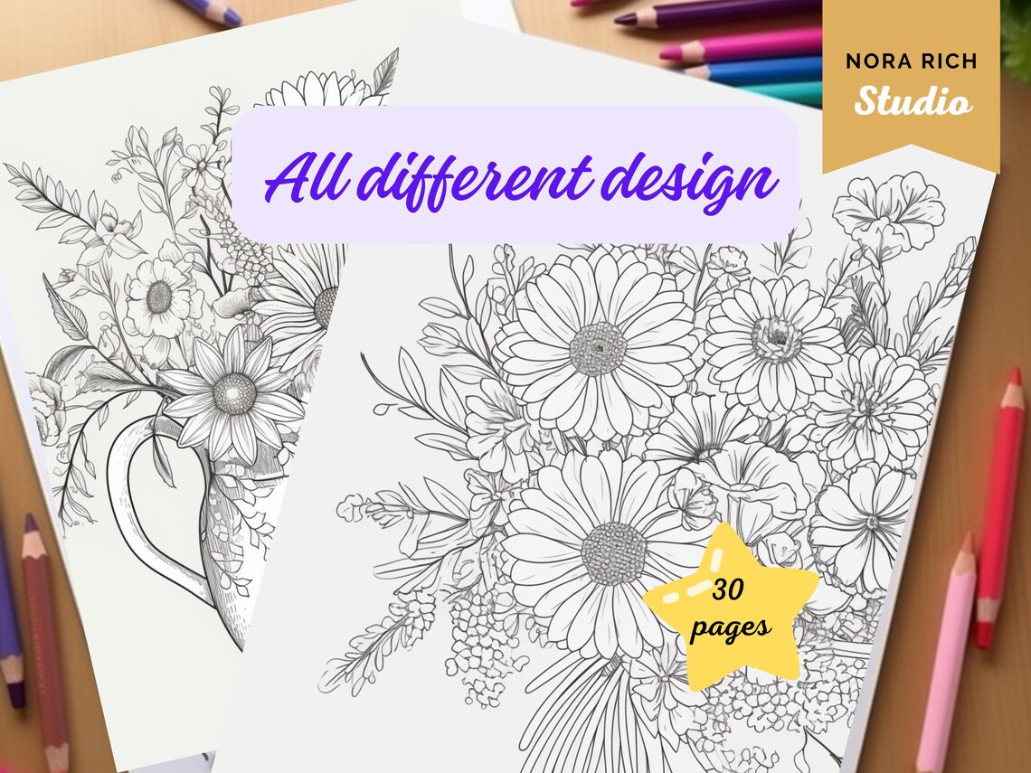 PDF Coloring Pages Adults Coloring Book Simple Coloring Pages - Etsy