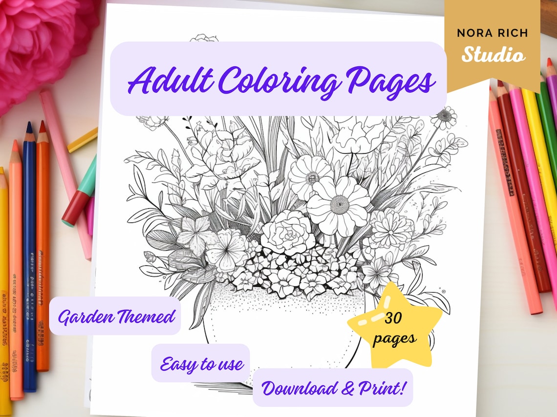 PDF Coloring Pages Adults Coloring Book Simple Coloring Pages - Etsy