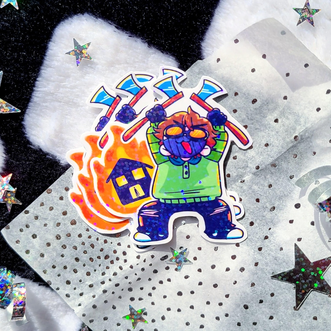 Burn! Ticci Toby Sticker || Creepypasta Holographic Chibi