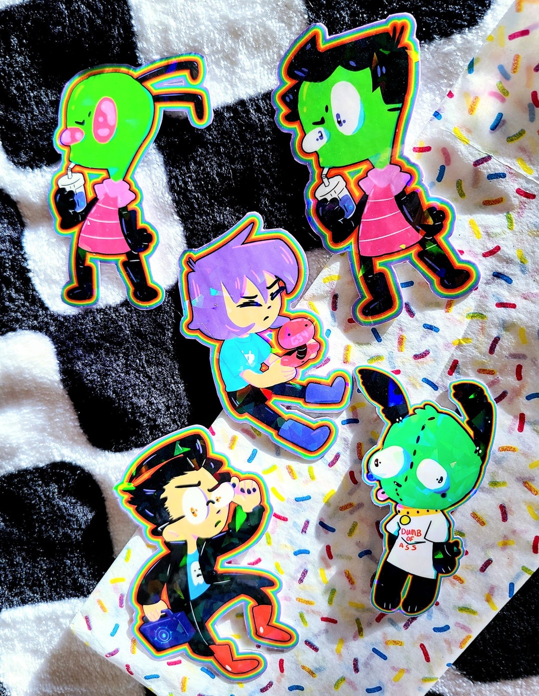 Invader Zim Character Stickers Holo Vinyl Waterproof Stickers Etsy