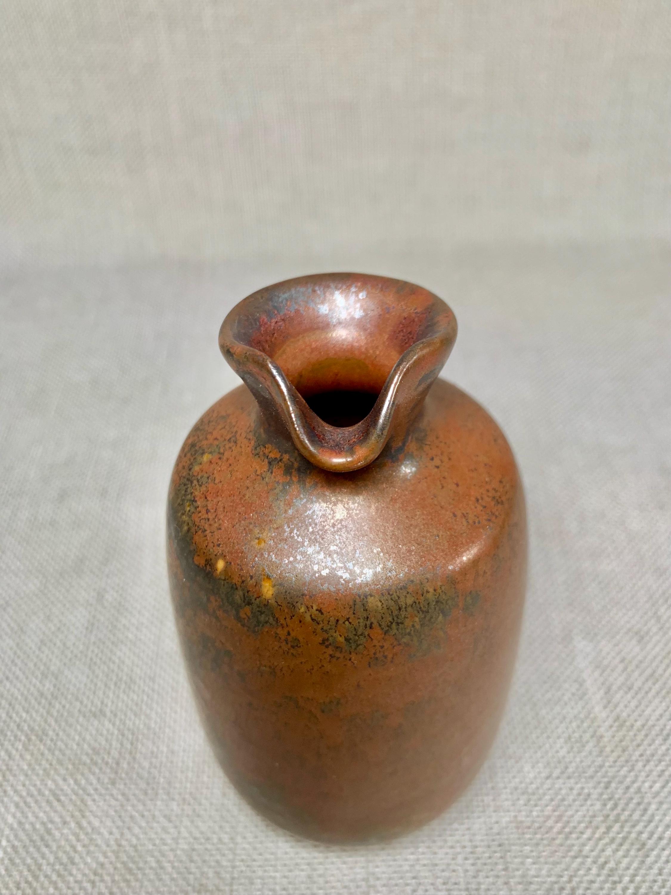 Bizen Ware Sake Set: Red-tinted Clay Tokkuri Bottle & Ochoko Cup