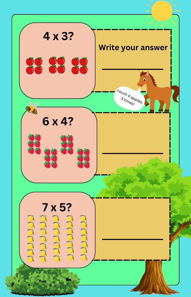 Plus and Multiplication Activity - Farm Book 1 Ages 7-9 - Etsy