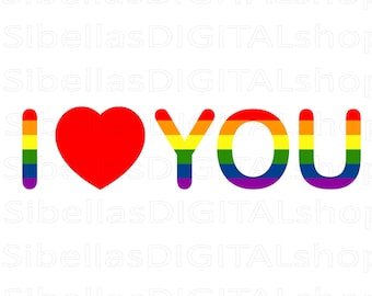 Pride I Love You PNG: LGBTQ Rainbow Heart (Digital Download)