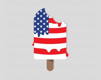 USA Flag Ice Cream Clipart: Patriotic Stars and Stripes (PNG, SVG)