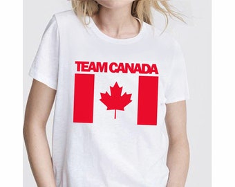 T-shirt d'Équipe Canada : T-shirt unisexe en coton blanc, vêtement pour fan de sport