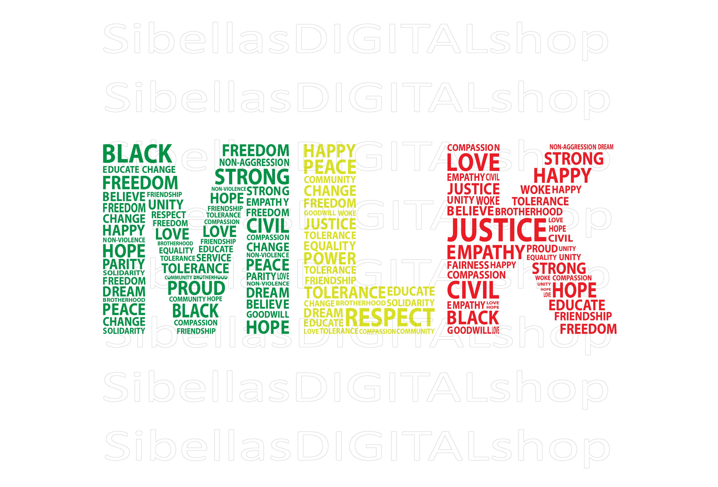 MLK Martin selber, Martin-Luther-King-Tag, minimalistisches MLK-T-Shirt Sublimationsdruck, sofortiger Download, roter gelb grüner Druck