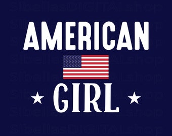 American Flag Girl: Patriotic USA Badge - PNG SVG (Digital Download)