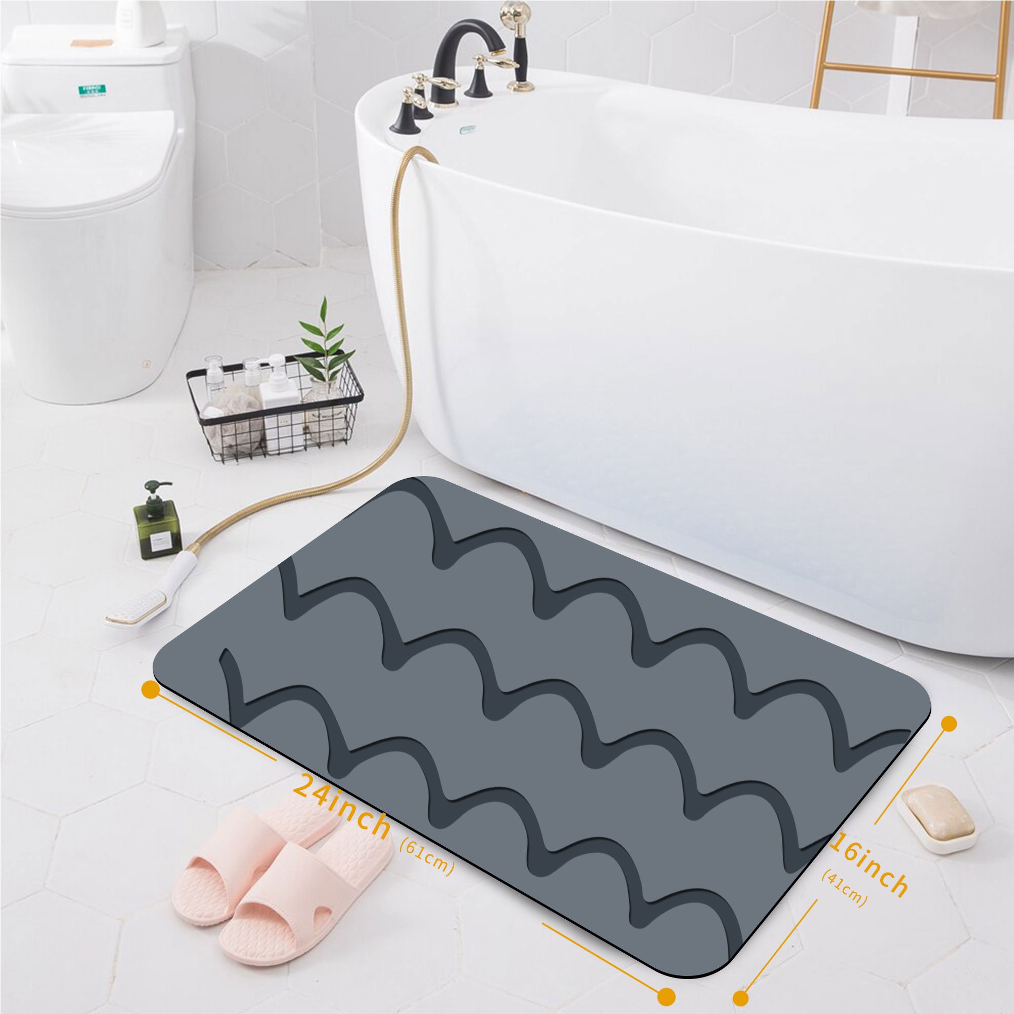 Alfombra de baño seca, alfombra de baño de piedra de diatomita  personalizada con grabado, alfombra de baño con líneas abstractas, alfombra  de baño absorbente, alfombras para baño antideslizantes -  México