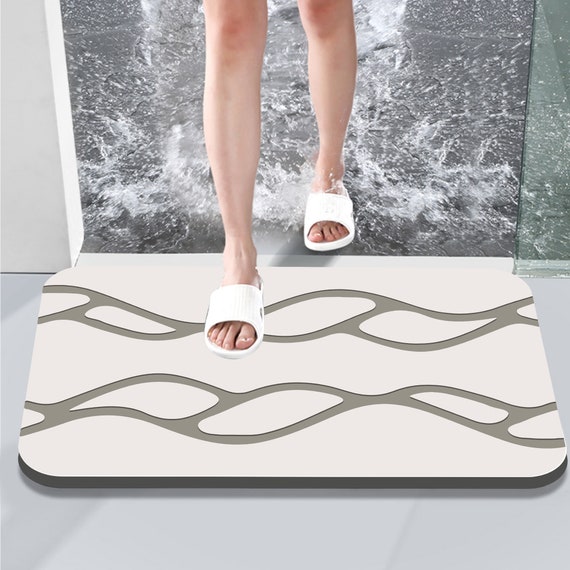 Alfombra de baño absorbente, alfombra de baño seca, alfombra de baño de  piedra de diatomita personalizada con grabado, alfombra de baño con líneas  abstractas, alfombras para baño antideslizantes -  México