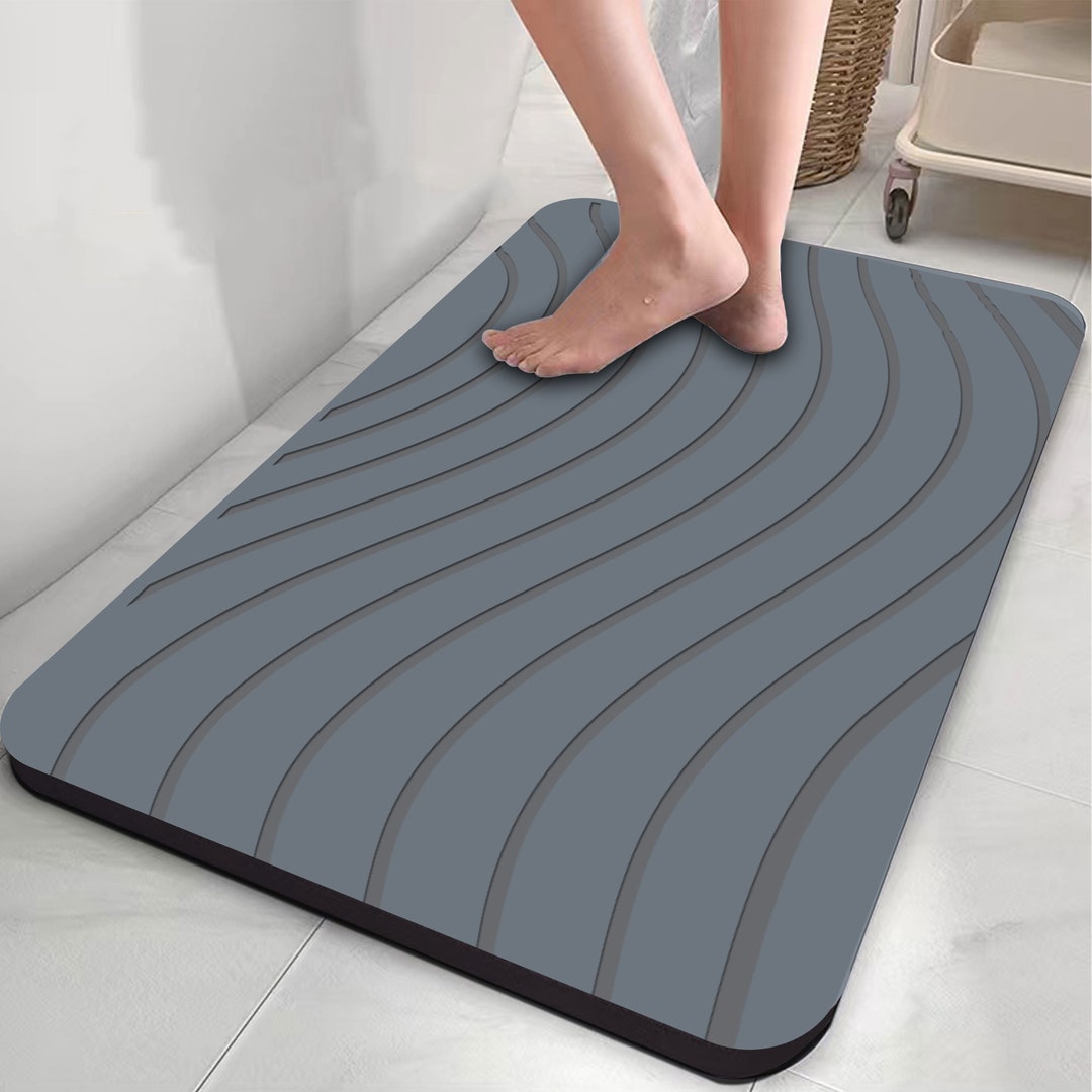 Abstract Lines Bath Mat Engraving Custom Diatomite Stone Bath Etsy
