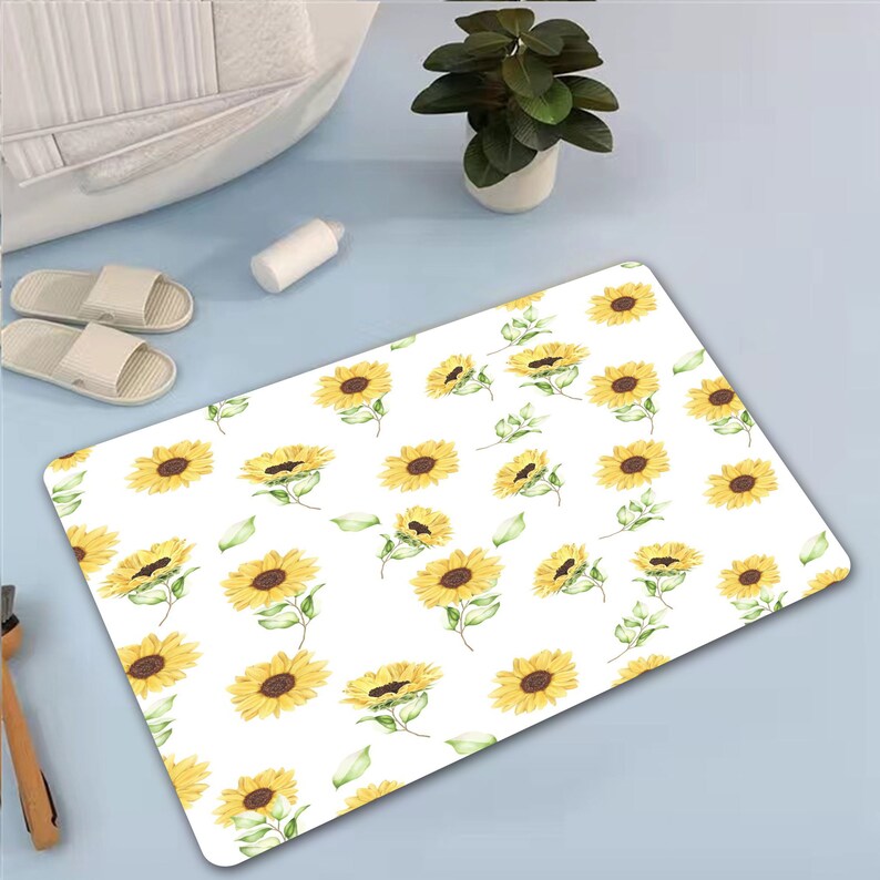 Bathroom Rug Yellow Sunflowers Anti-fatigue Comfort Floor Mat - Etsy