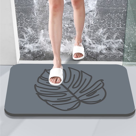 Engraving Custom Diatomite Stone Bath Mat, Absorbent Bathroom Mat