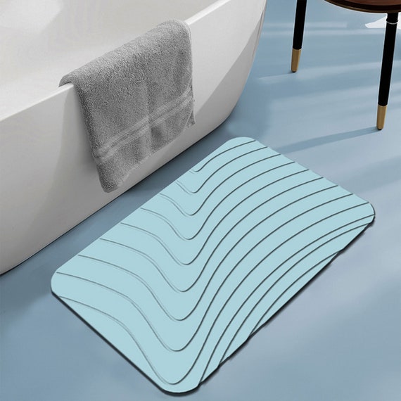 Engraving Custom Diatomite Stone Bath Mat, Absorb Water Bath Mat, Aqua Blue Bathroom  Rug, Rugs for Bathroom Nonslip, Bathroom Decor Gift 