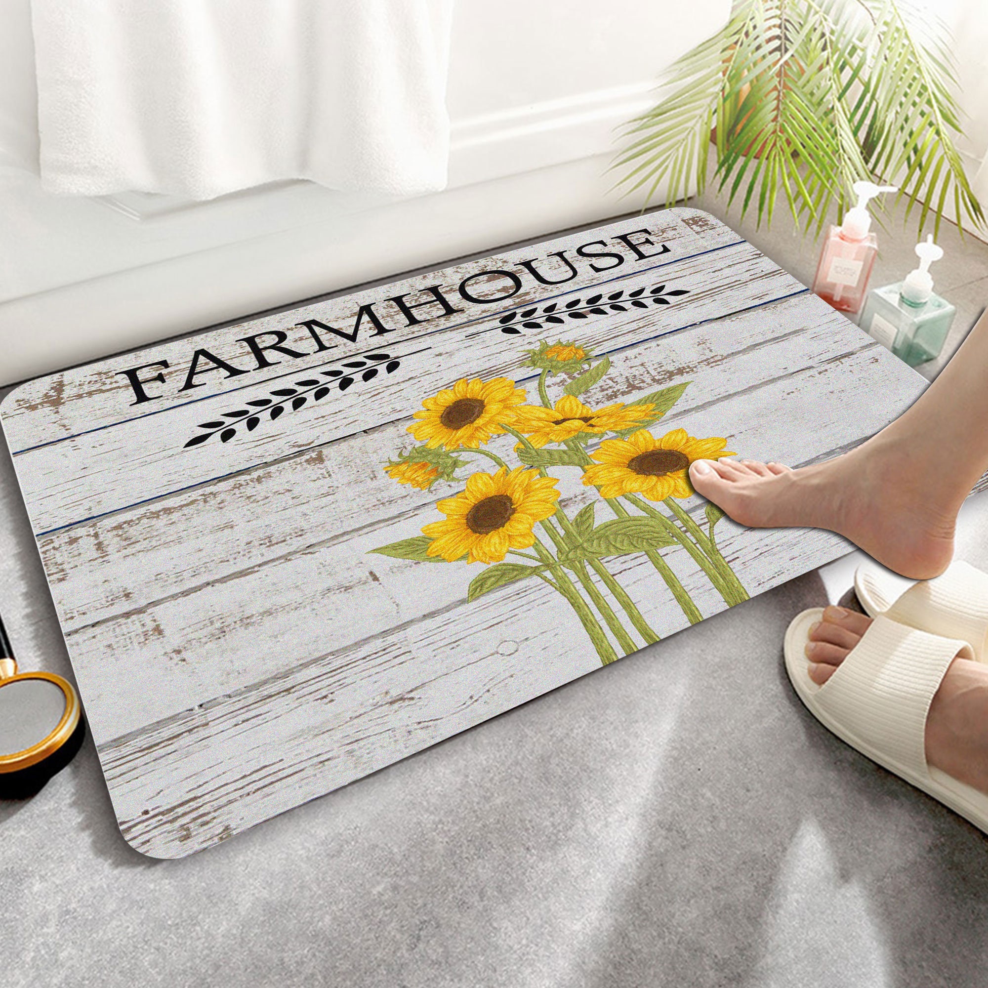  Gnome with Daisy Flower Honey Bee Kitchen Rug and Mat Sets of  2,Standing Floor Mats,Non-slip Absorbent Door Mat Indoor Area Runner for  Bedroom Bathroom Sink Home Decor Black and White Lattice