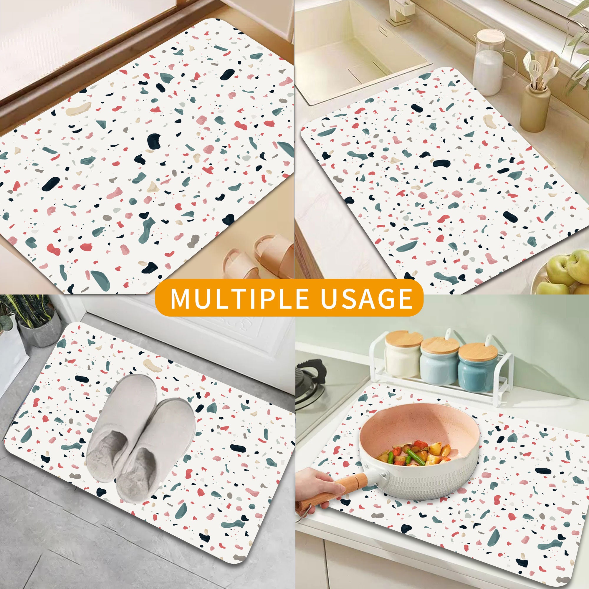 Cartoon Magic Mushroom Silicone Absorbent Pad Kitchen Dishwashing Bar Mat  Table