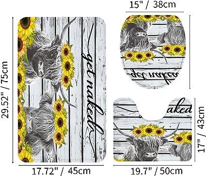 Highland Cattle Rustic Sunflower Vintage Farmhouse Toilet Seat Cover