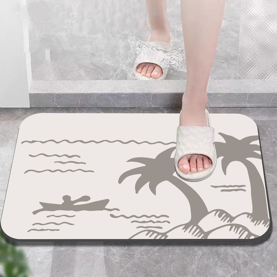 Momo Lifestyle Stone Bath Mat Drytomita Technology Diatomaceous Earth Bath Mat, Non-Slip Super Absorbent Quick Drying Shower Mat