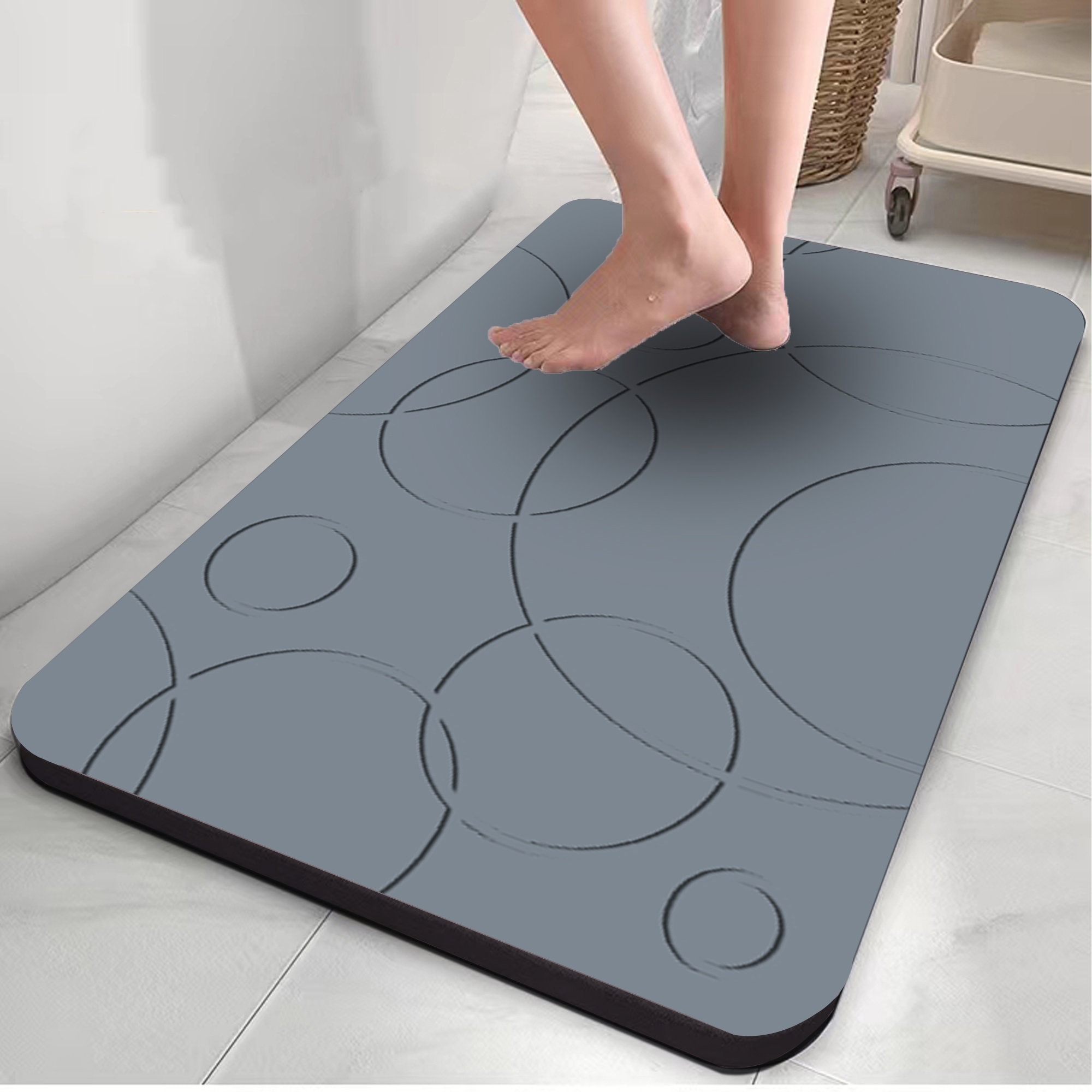 Long Bath Mat Rug-Super Absorbent Quick Dry Get Naked Bath Mats for Bathroom  Floor Non Slip-Bathroom Mats with Rubber Backing Thin Bathroom Runner 20 x  48, Black 