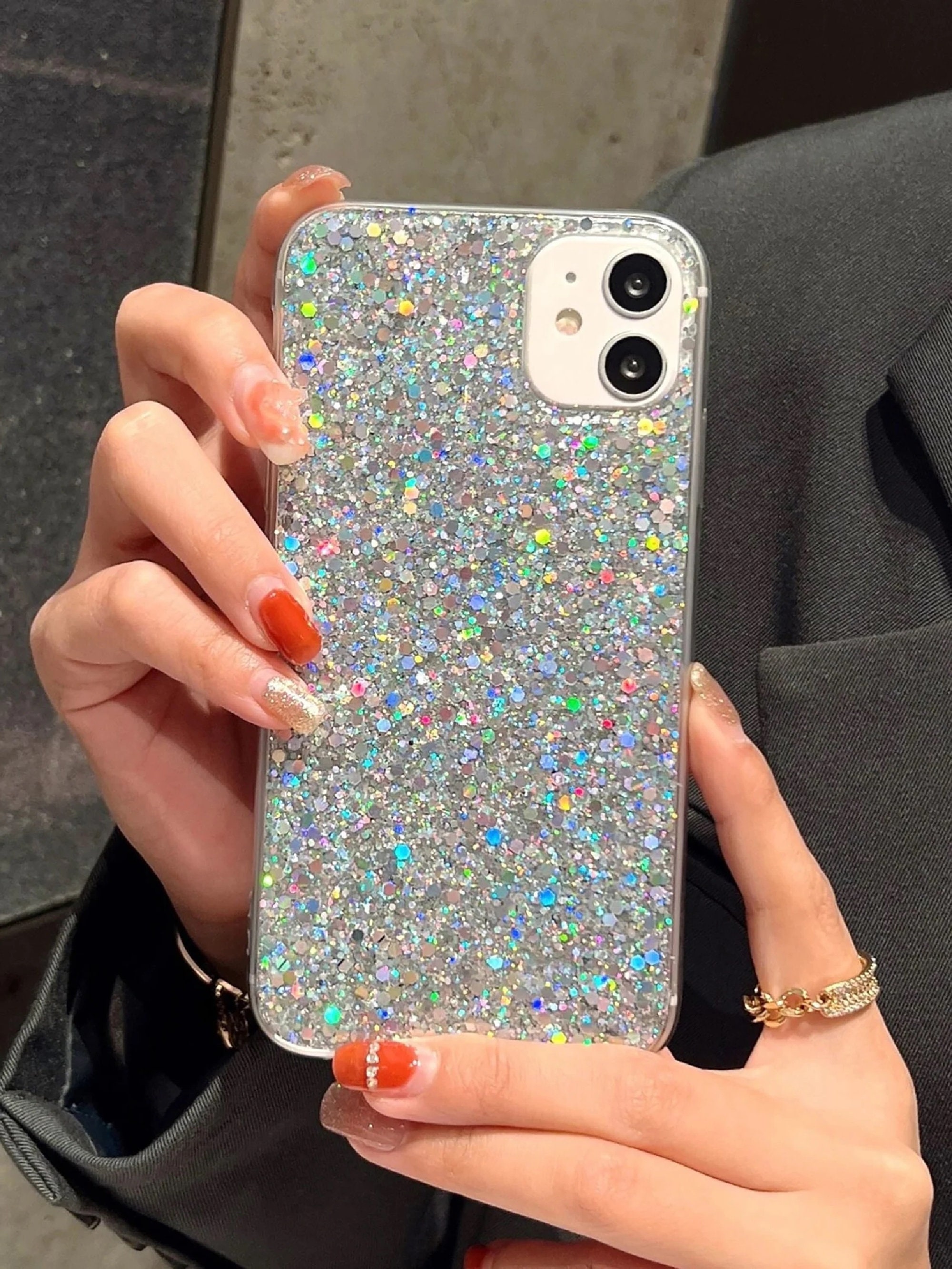 Allytech Bling Shell Phone Case for Apple iPhone 14, Glitter Gradient  Design Luxury Chic Shockproof Slim Fit Protective Bumper Back Case Cover  for Girls Women - White 