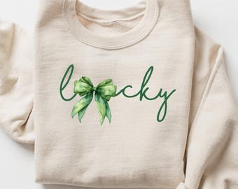 St. Patrick's Day Coquette Sweatshirt - Shamrock Bow Hoodie - Irish Sweater