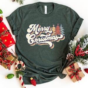 Vintage Merry Christmas Shirt,Merry Christmas Shirt,Christmas T shirt, Christmas Family Shirt,Christmas Gift,70s Style Merry Christmas Shirt