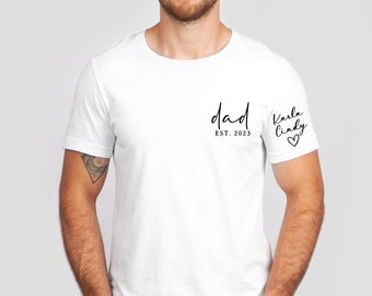 Custom Dad Est with Kids Names and Heart on Sleeve Sweatshirt,Dad Est Sweatshirt,Unique Gifts for Dad, Father's Day Gift