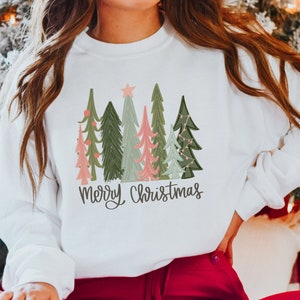 Merry Christmas Trees Cropped Sweatshirt main image 1