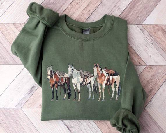 Western Horses Sweatshirt, Cute Western Horses Shirt, Horse Lovers Holiday Gift, Trendy Western Gift, Cute Women Gift