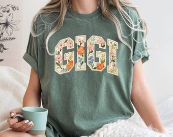 Comfort Colors® Floral Gigi Shirt, Cute Grandmother Shirt, Trendy Spring Gigi Tee, Gigi Gifts, Mothers Day Gift for Grandma New Grandma Gift