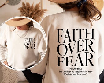 Faith Over Fear Christian Hoodie Bible Verse, Aesthetic Christian Sweatshirts, Jesus Hoodie, Church hoodie, Trendy Hoodie, Religious Hoodie