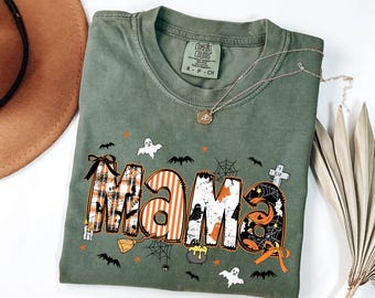 Halloween Mama Comfort Colors® Shirt, Mom Halloween Shirt, Spooky Mama Shirt, Mama Halloween, Cute Ghost Shirt, Floral Ghost Shirt